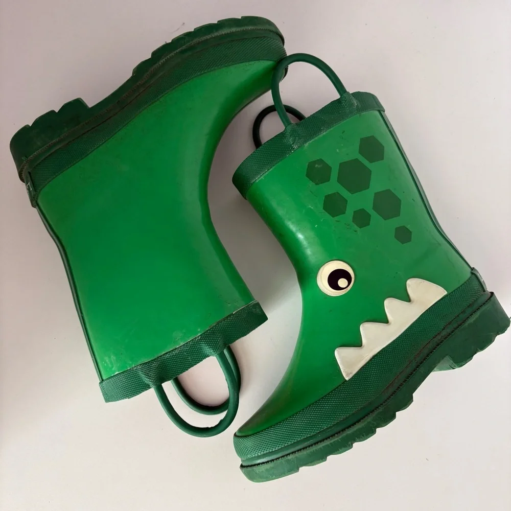 Kidorable Green Alligator Rain Boots Boys Size 9/10
